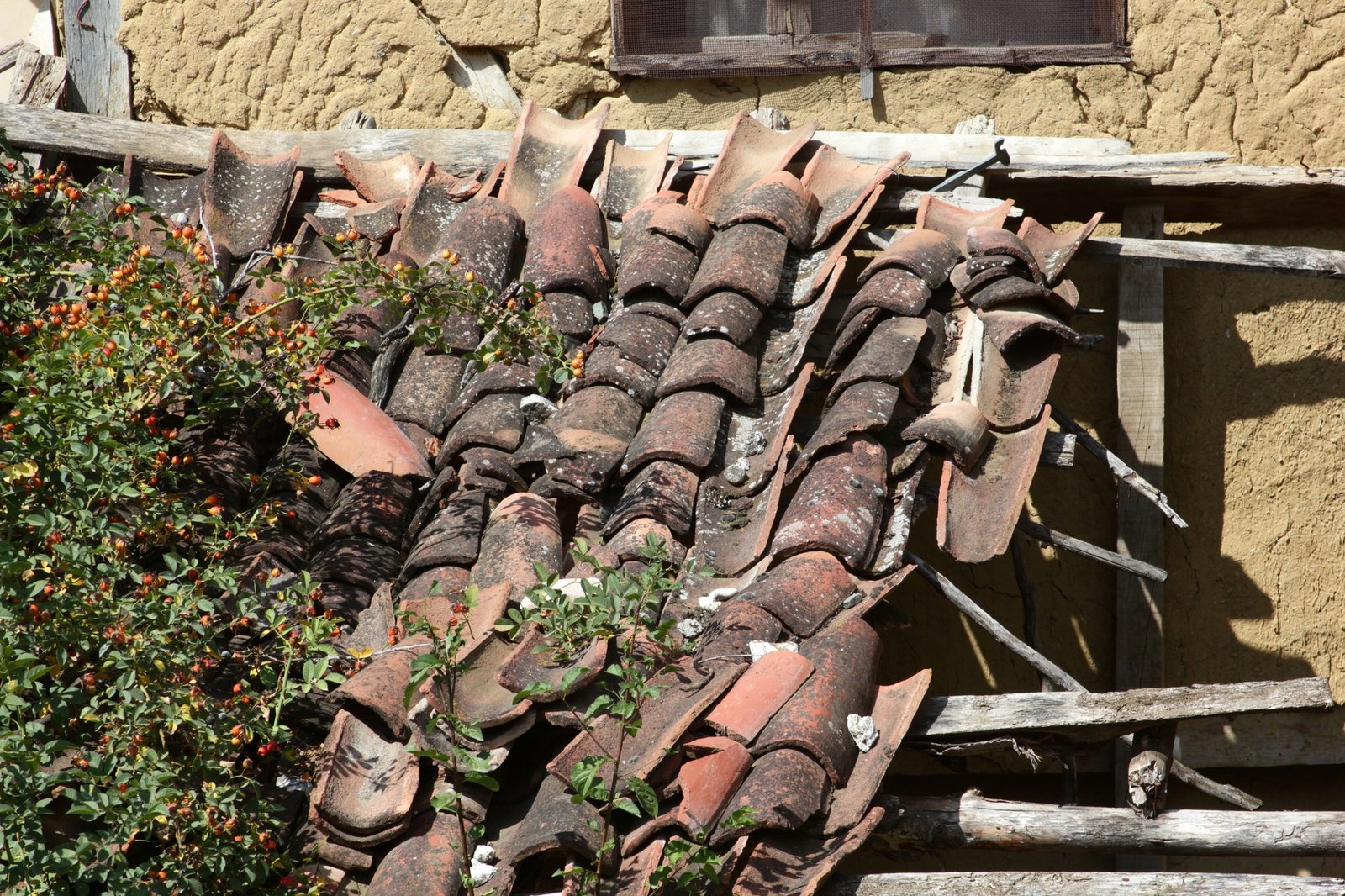 broken roof tiles